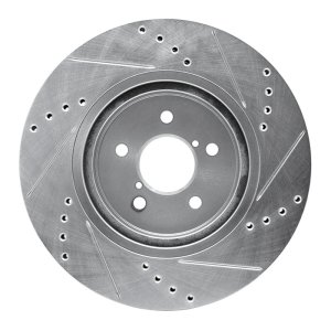 Subaru Impreza Brake Rotor (1) - Front Left - R1 Concepts - Drilled & Slotted - Silver - `17-`23
